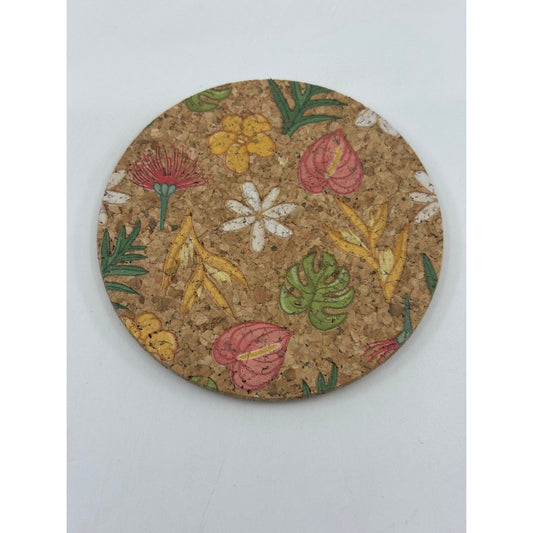Anthurium, Heliconia, Monstera, Ohia, Puakenikeni, Tiare Cork Coaster