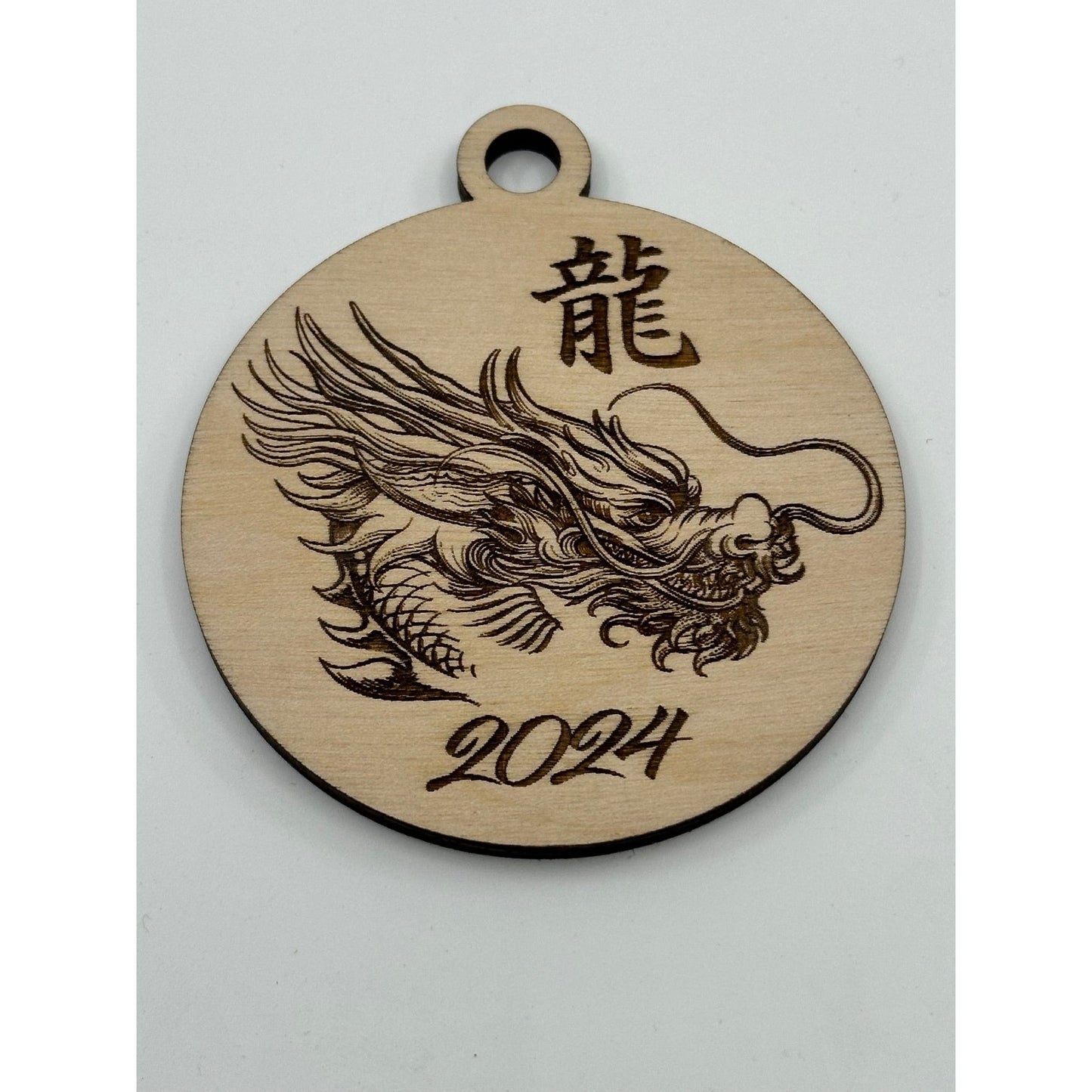 Engraved Dragon Wooden Ornament