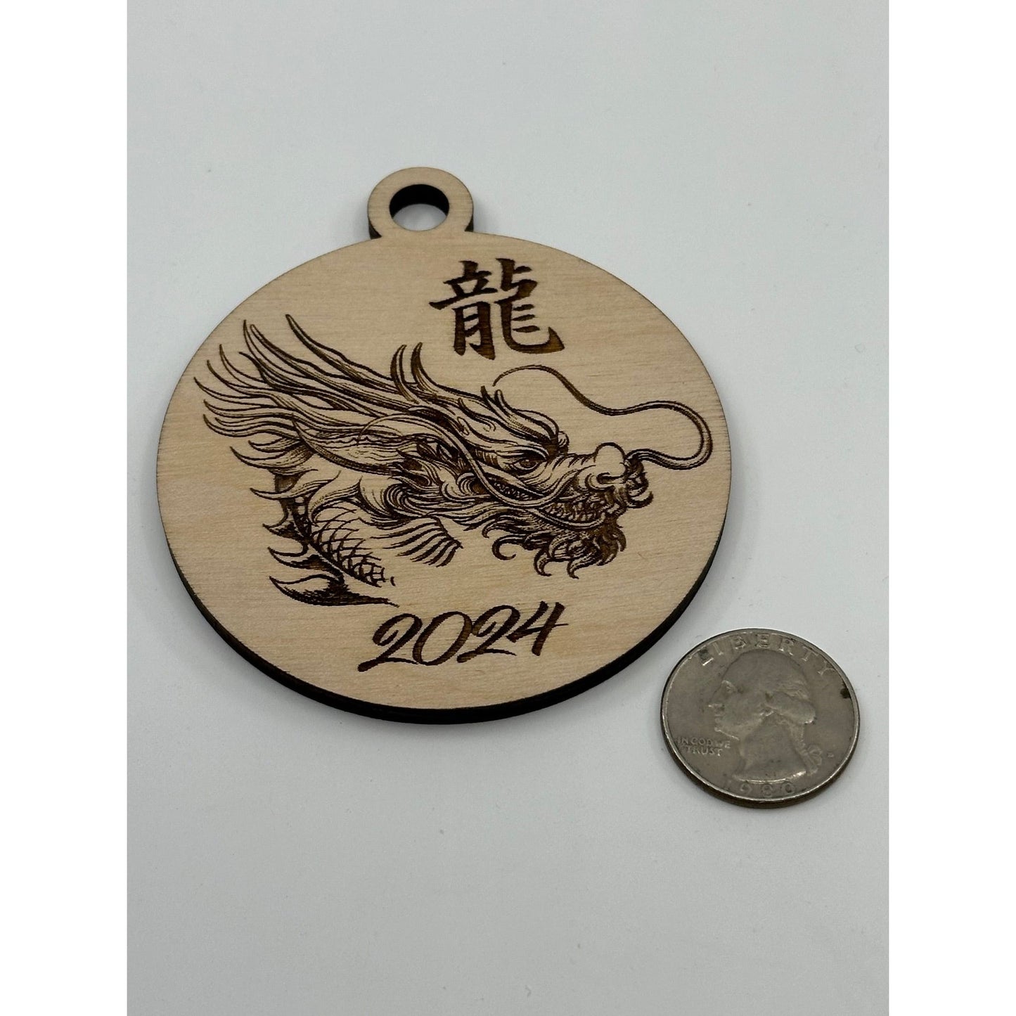 Engraved Dragon Wooden Ornament