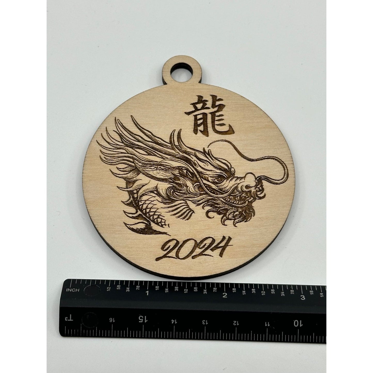 Engraved Dragon Wooden Ornament