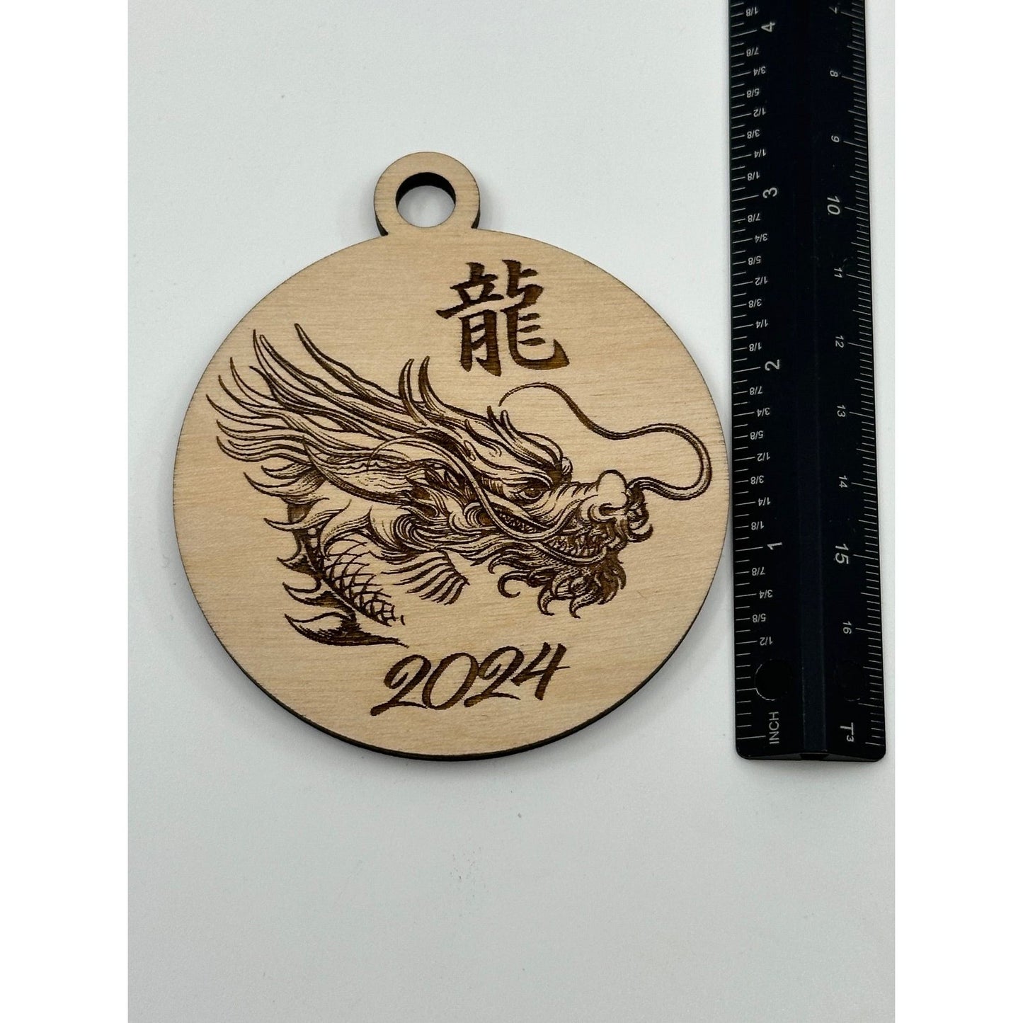 Engraved Dragon Wooden Ornament