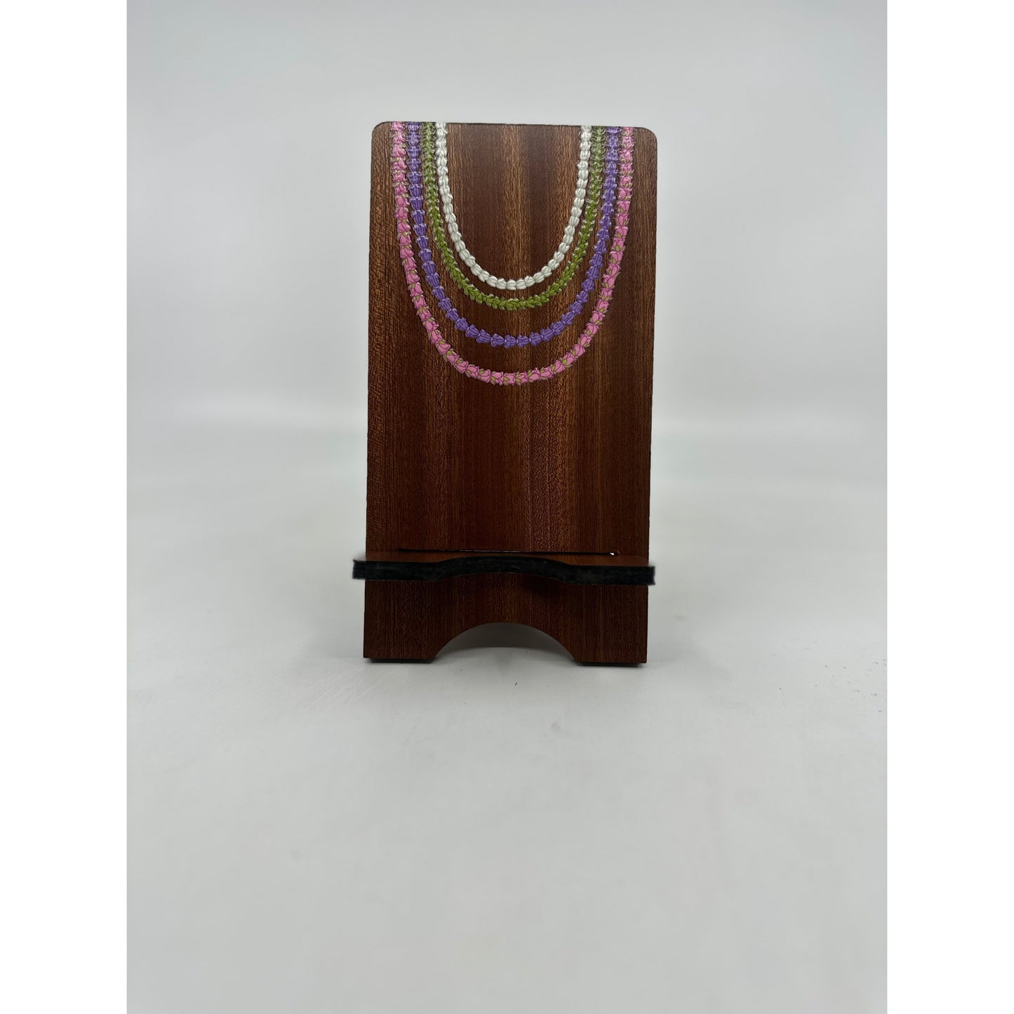 Laser Cut Sapele Plywood Phone Stand - Draped Lei