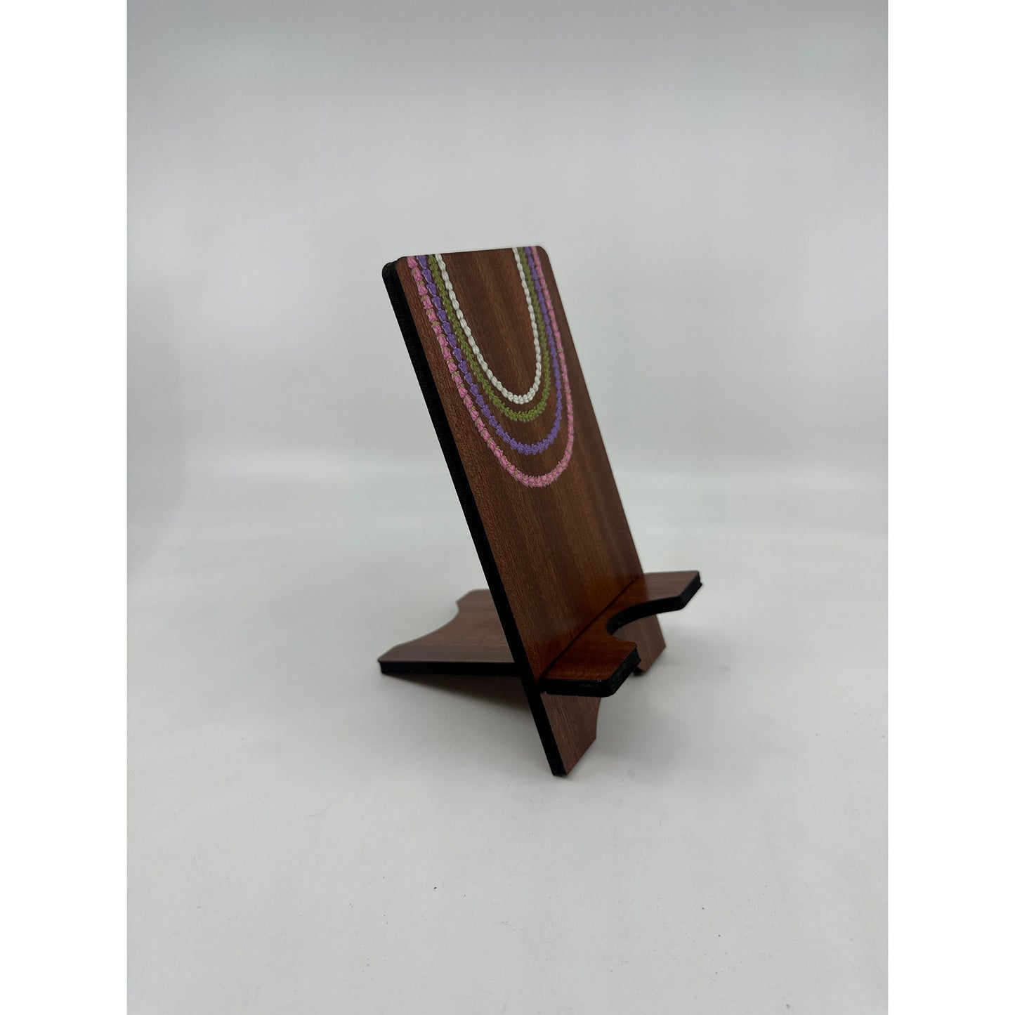 Laser Cut Sapele Plywood Phone Stand - Draped Lei