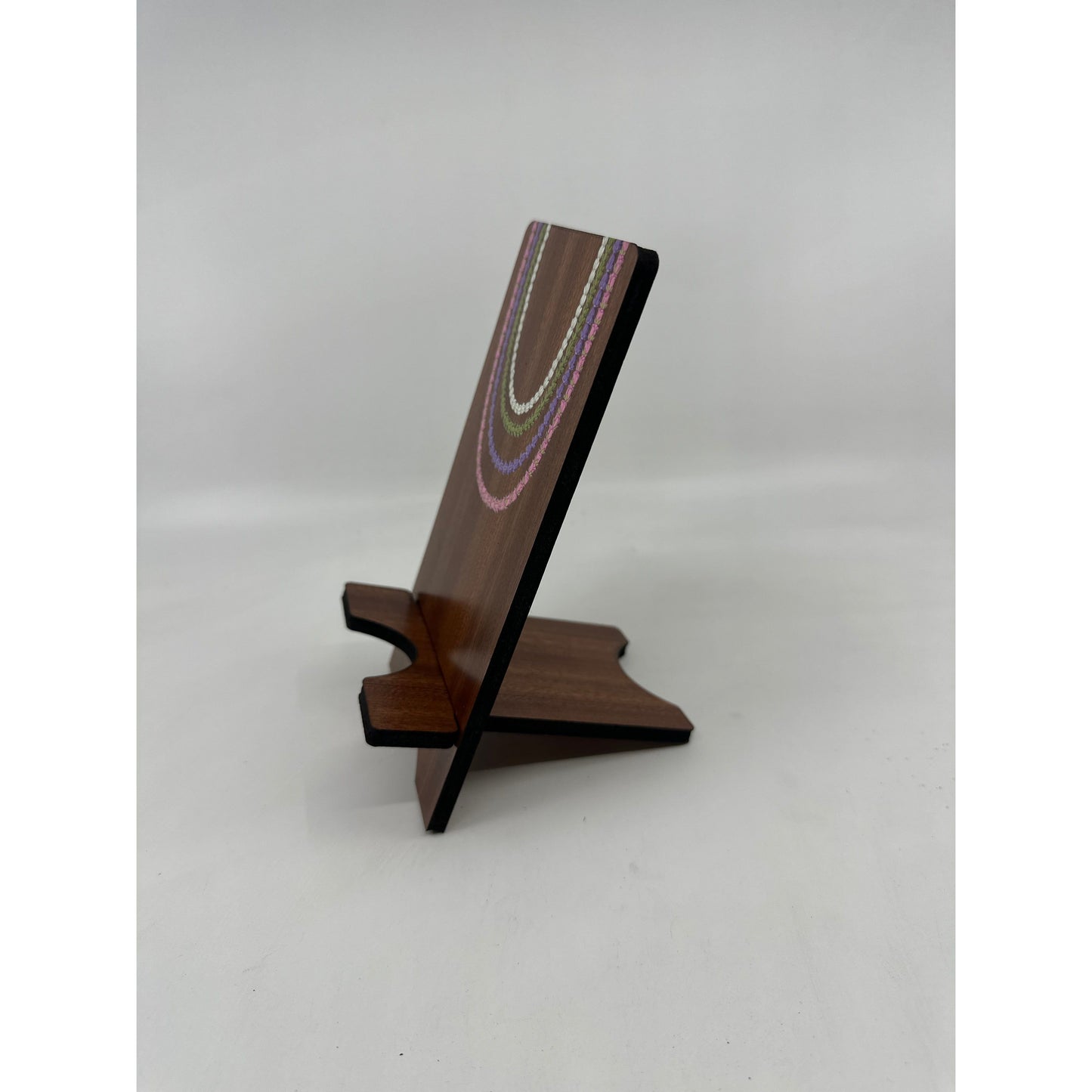 Laser Cut Sapele Plywood Phone Stand - Draped Lei