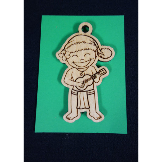 Christmas Hula Boy with Ukulele Ornament