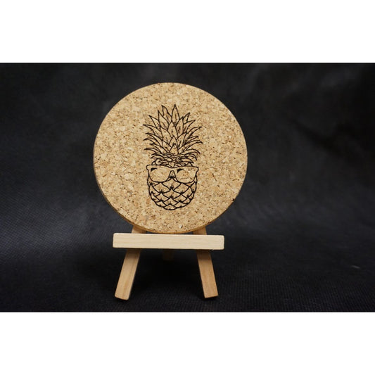 Pineapple with Sunglasses Cork Coaster