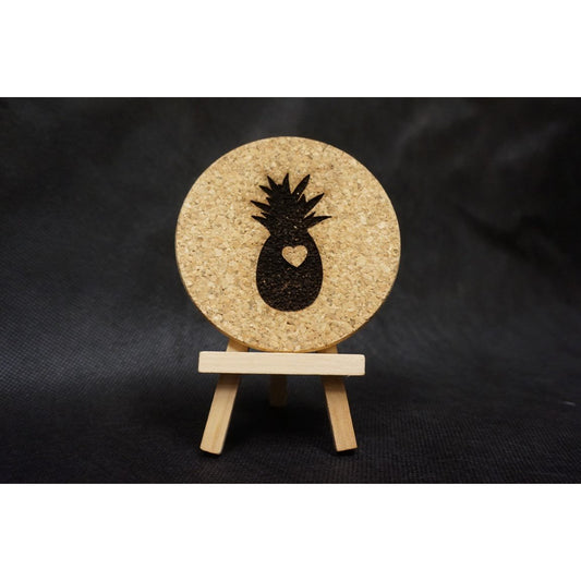 Pineapple Heart cut Out Cork Coaster