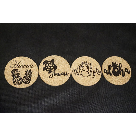 Set of 4 Cork Coasters - Local Hawaiian Designs