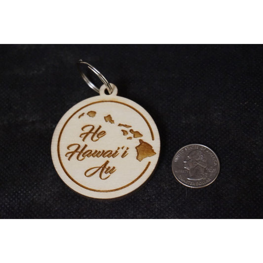 He Hawai'i Au Wood Keychain