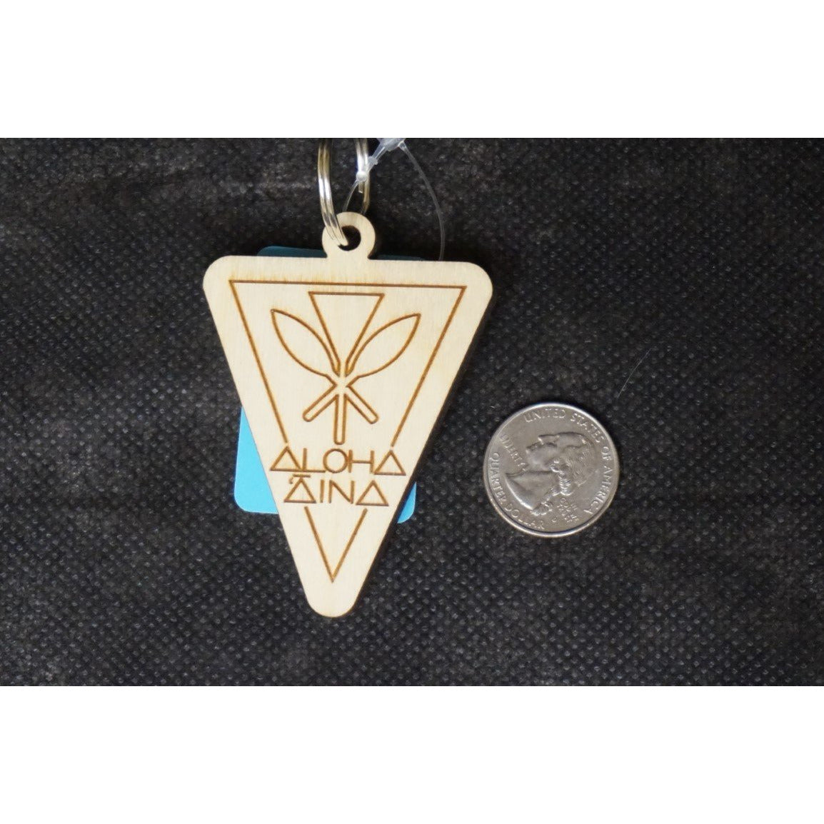 Aloha `Aina Triangular Shaped Wood Keychain