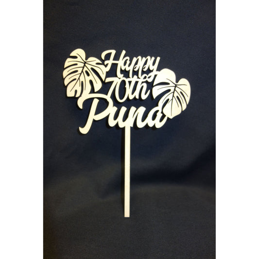 CUSTOM Double Monstera Wood Cake Topper