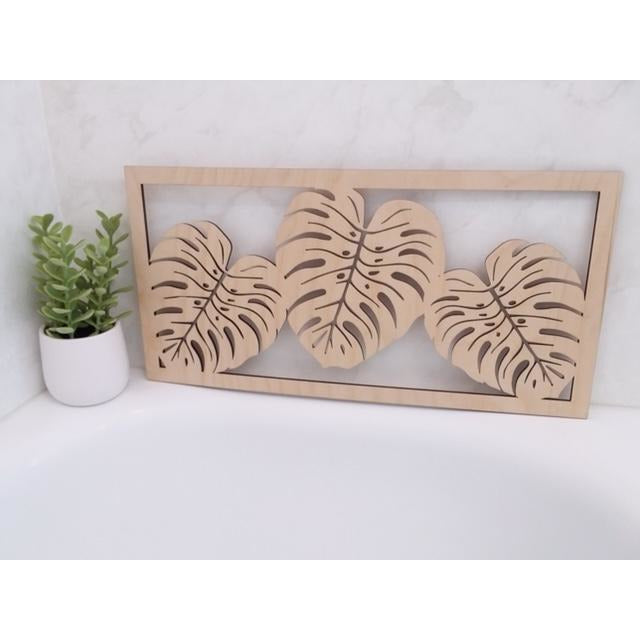 Rectangle Triple Monstera Leaves Panel