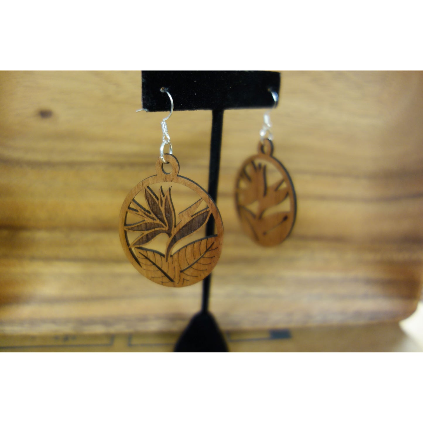 Koa Wood Bird of Paradise Earrings