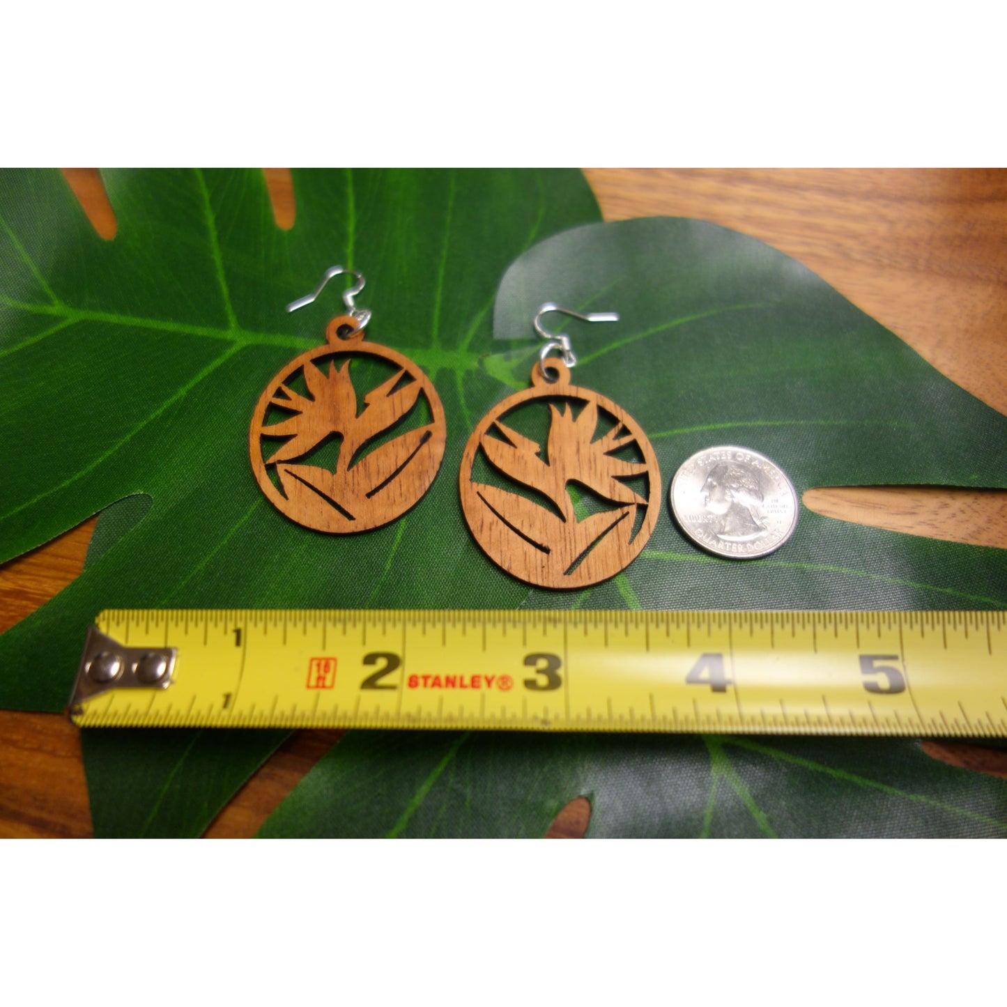 Koa Wood Bird of Paradise Earrings