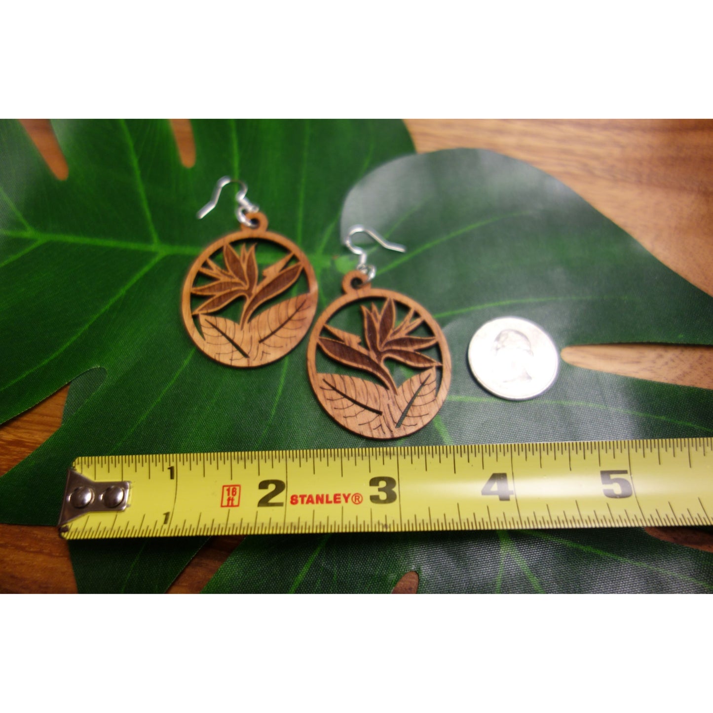 Koa Wood Bird of Paradise Earrings