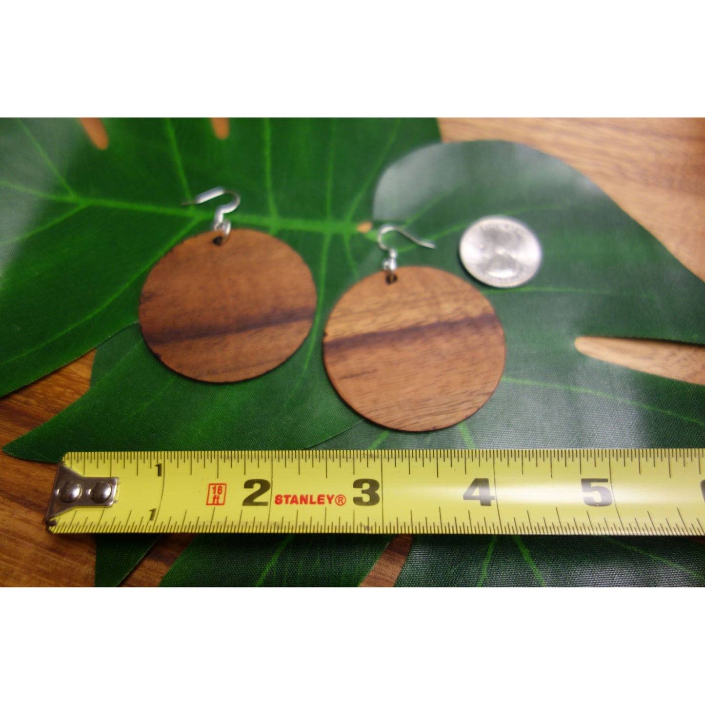 Koa Wood Ohia Lehua Earrings, Large