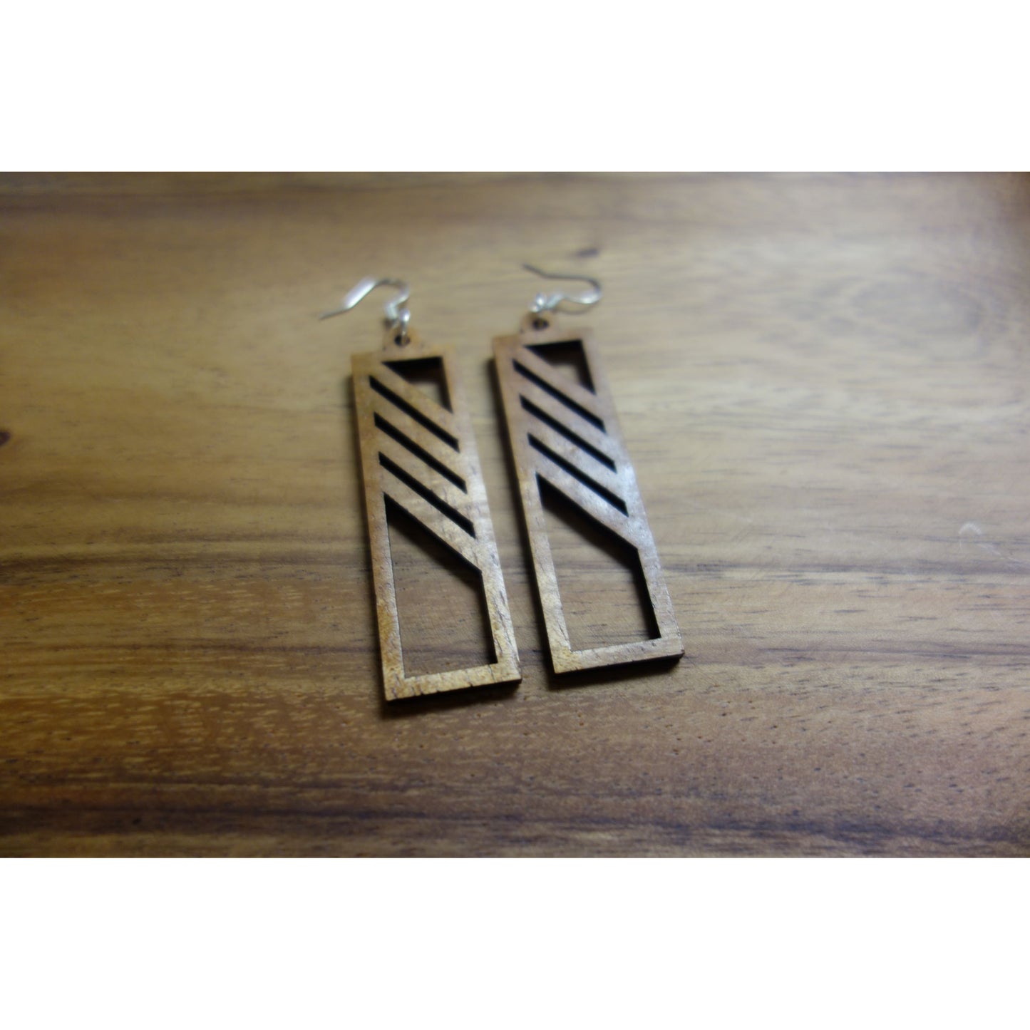 Koa Wood Stripe Earrings