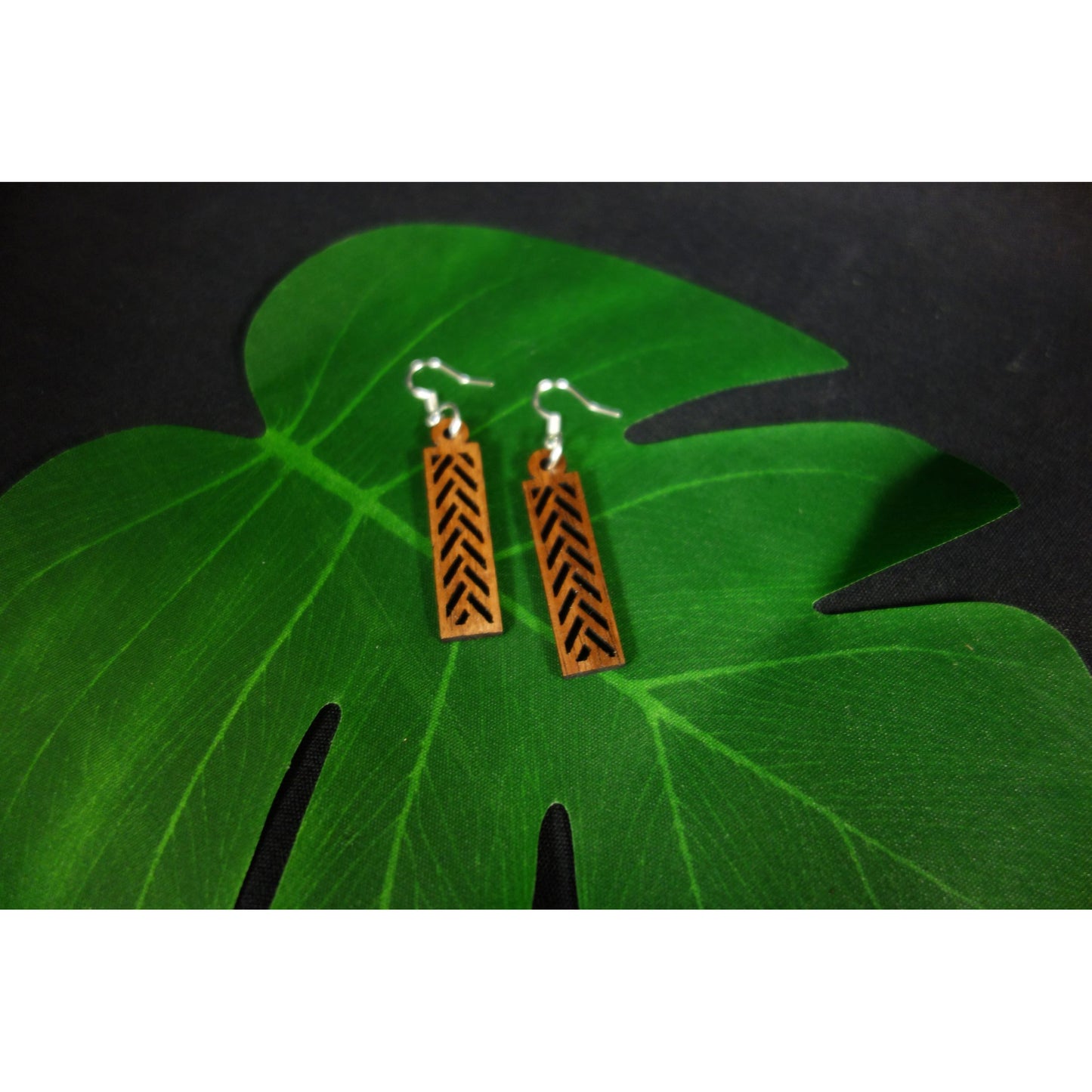 Koa Wood Lauhala Style Earrings