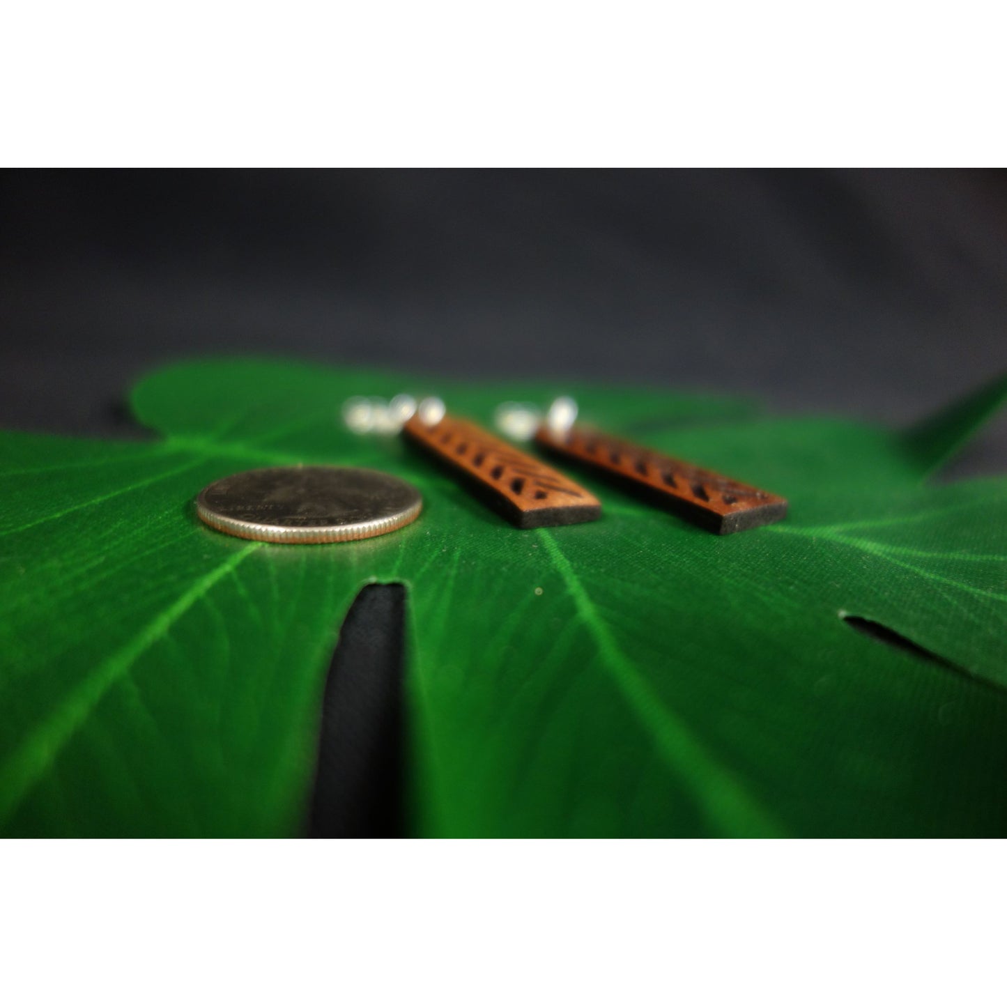 Koa Wood Lauhala Style Earrings