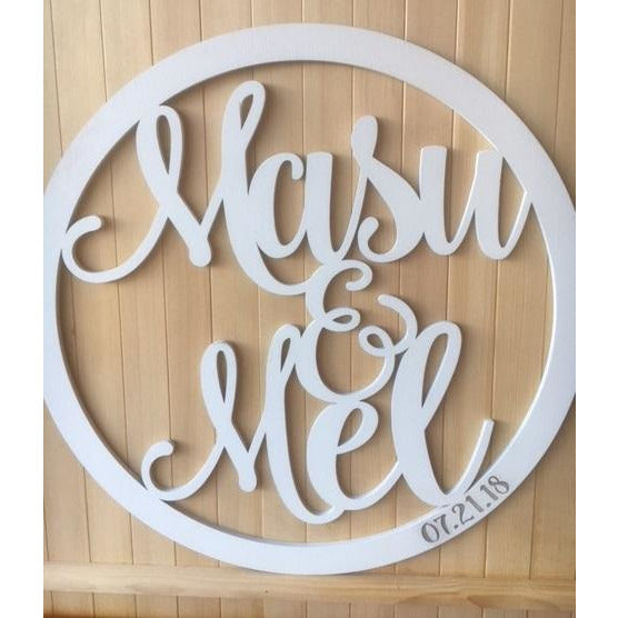 *CUSTOM ORDER* Wood Double Names Circle