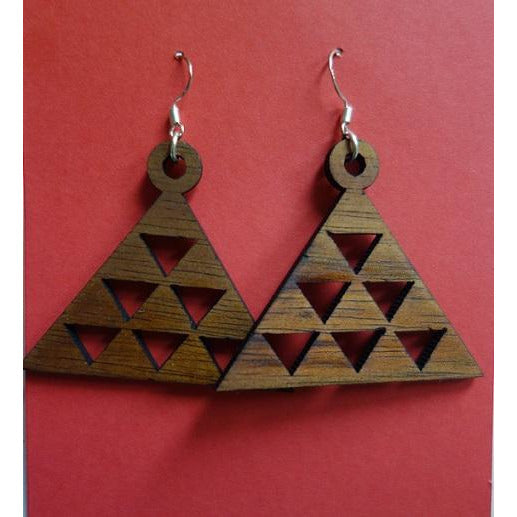 Triangle Mauna Kea Solid Koa Wood Earrings