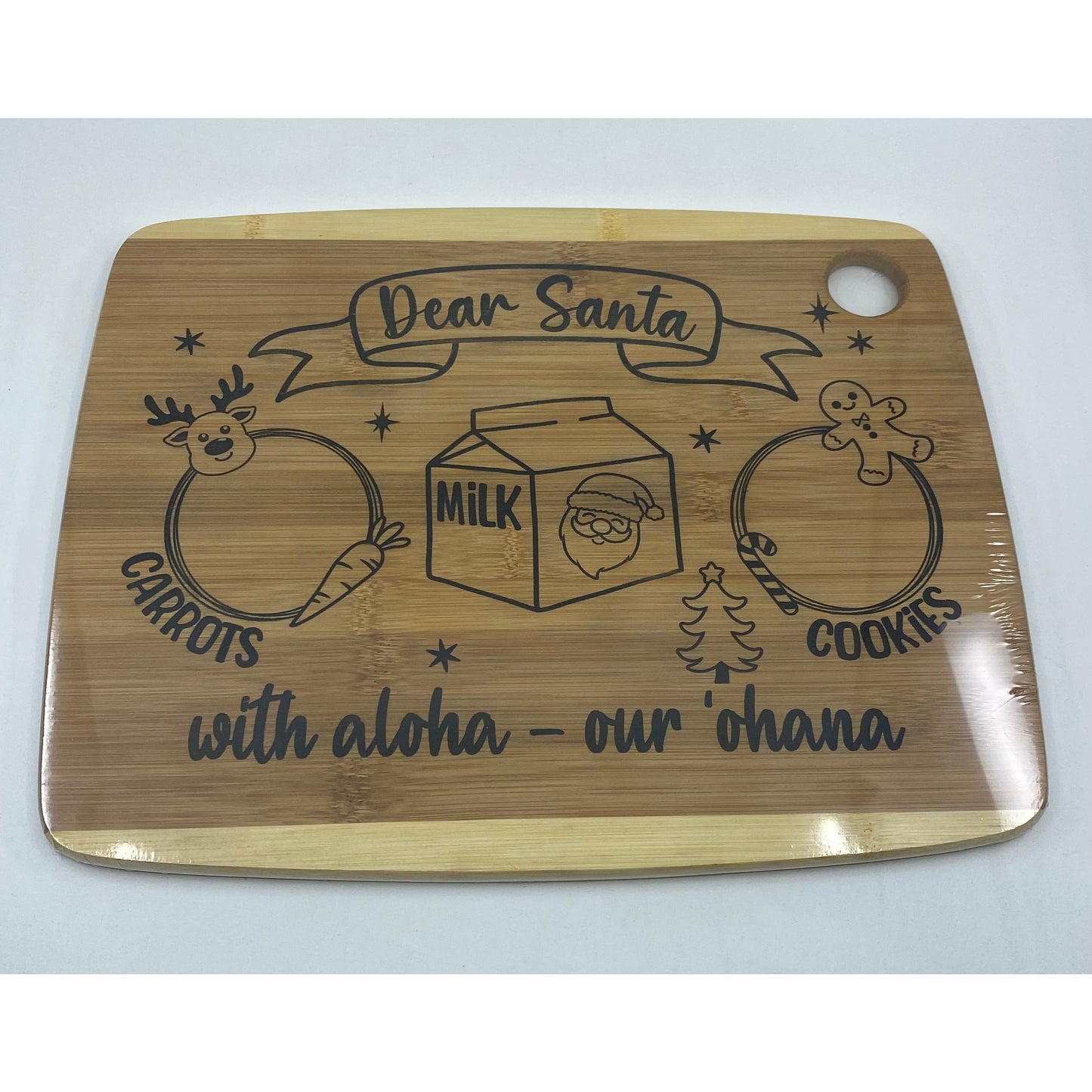 Dear Santa Treat Tray Bamboo Cutting Board Christmas Keepsake