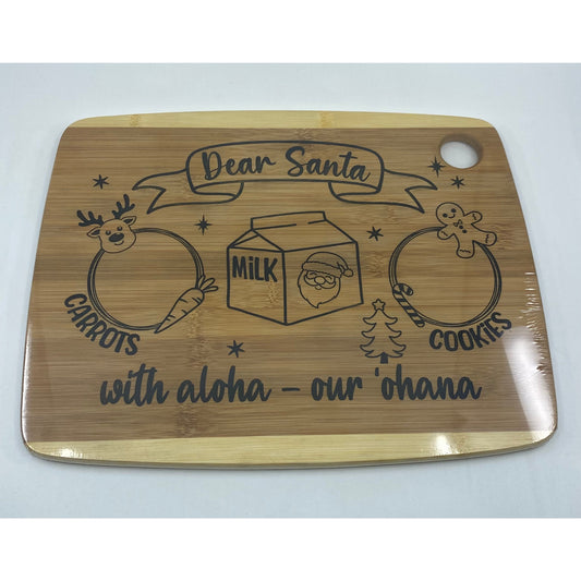 Dear Santa Treat Tray Bamboo Cutting Board Christmas Keepsake