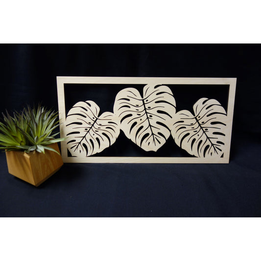 Rectangle Triple Monstera Leaves Panel