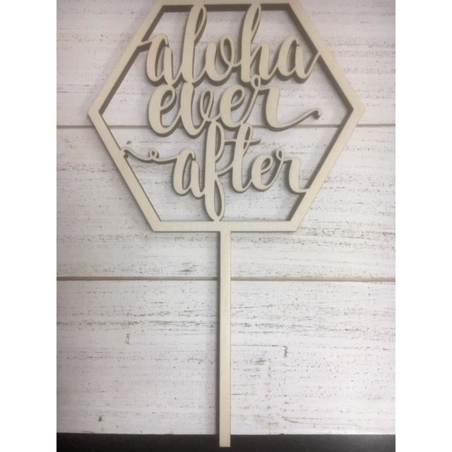 Aloha Ever After Wood Cake Topper