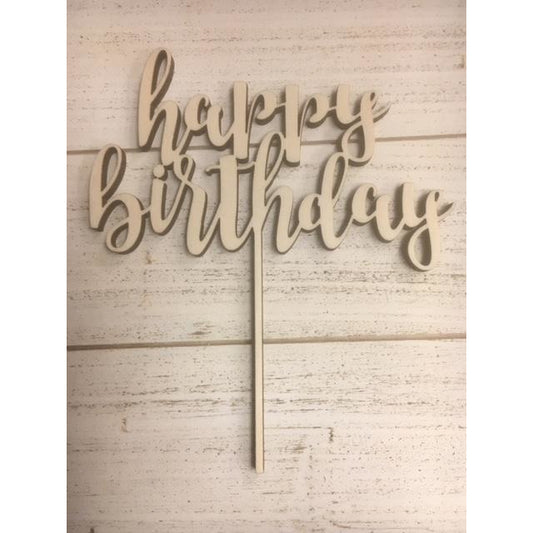 Happy Birthday Wood Cake Topper