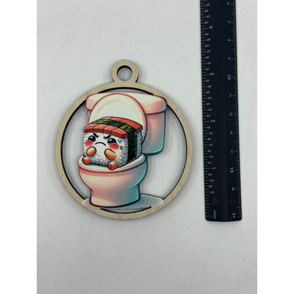 Spam Musubi Pooping Wooden Keepsake Ornament