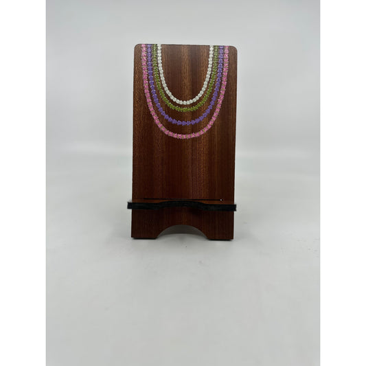 Laser Cut Sapele Plywood Phone Stand - Draped Lei