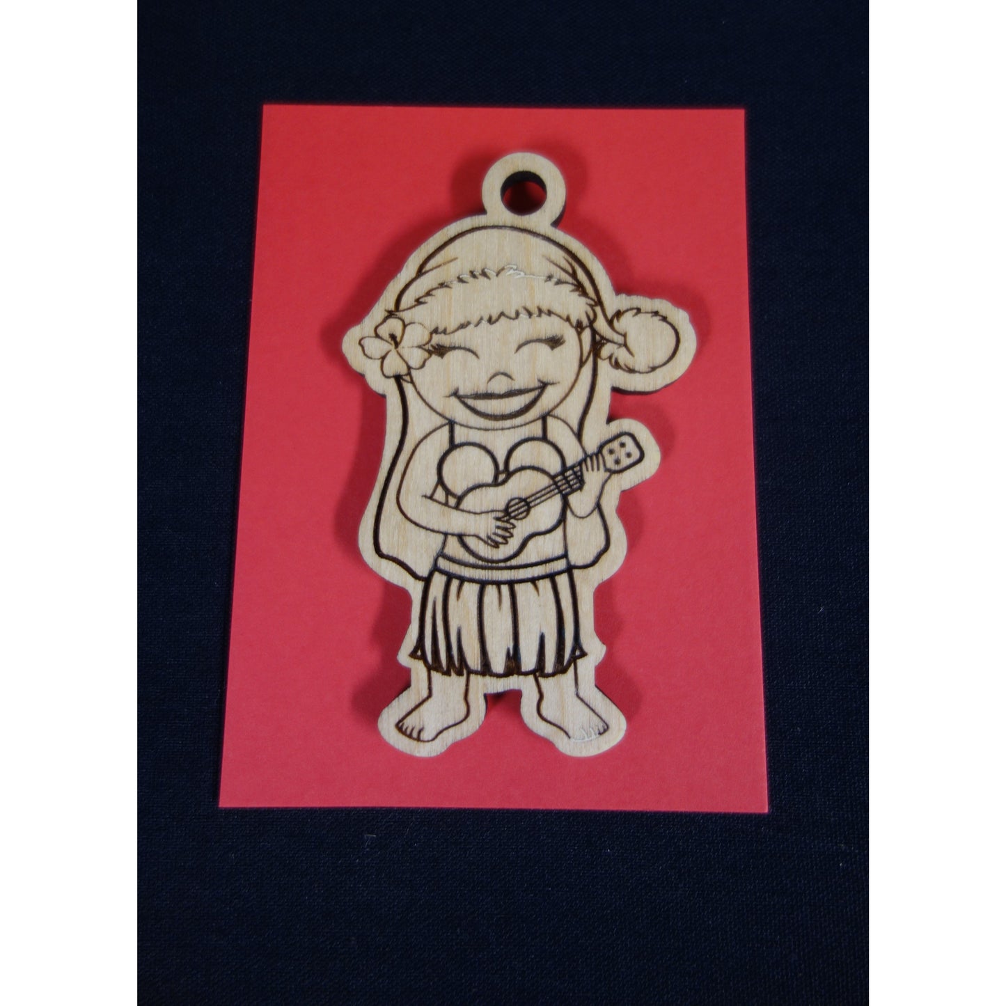 Christmas Hula Girl with Ukulele Ornament