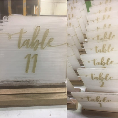 *RENTAL* Table Numbers, Acrylic with stand