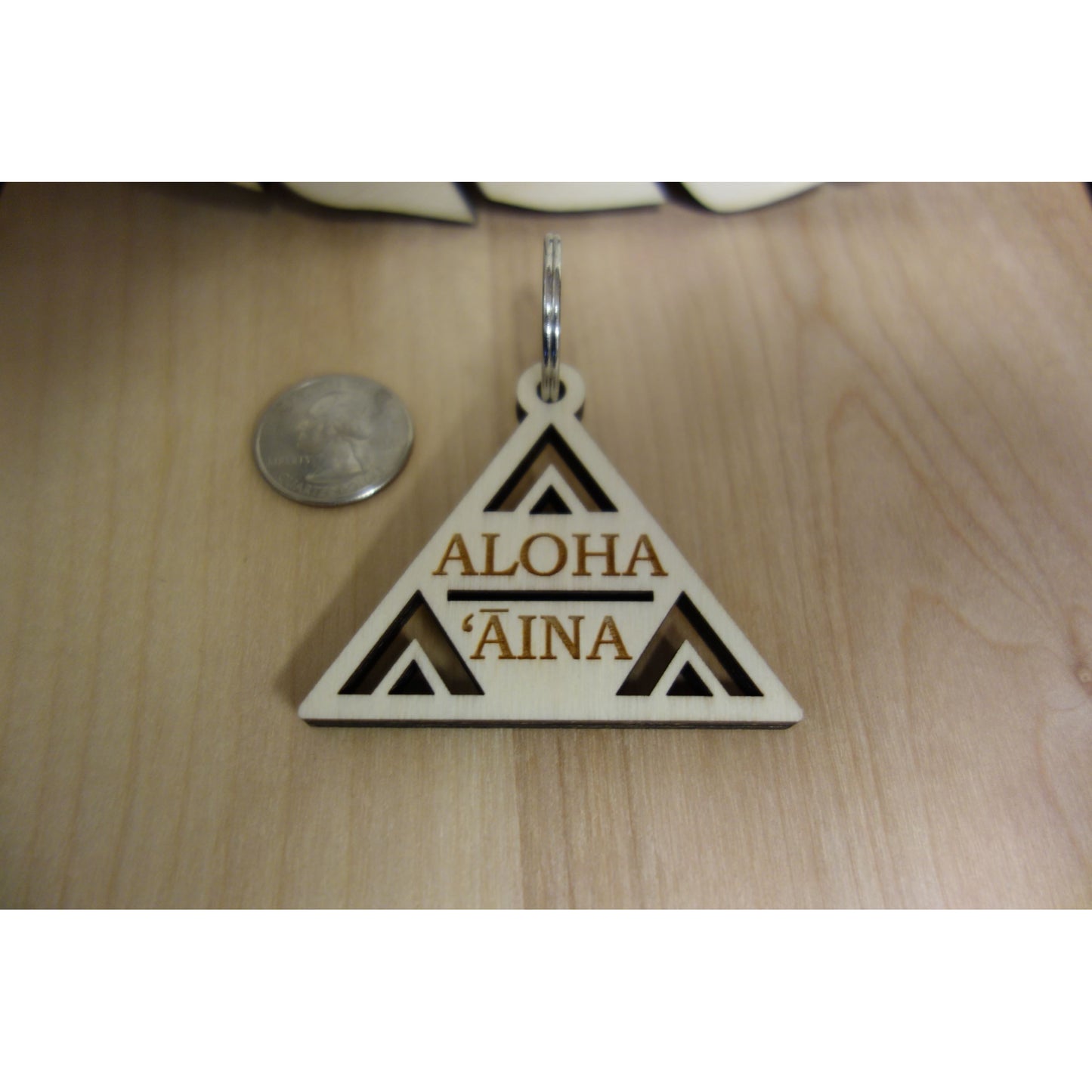 Triangle Aloha `Aina Wood Keychain