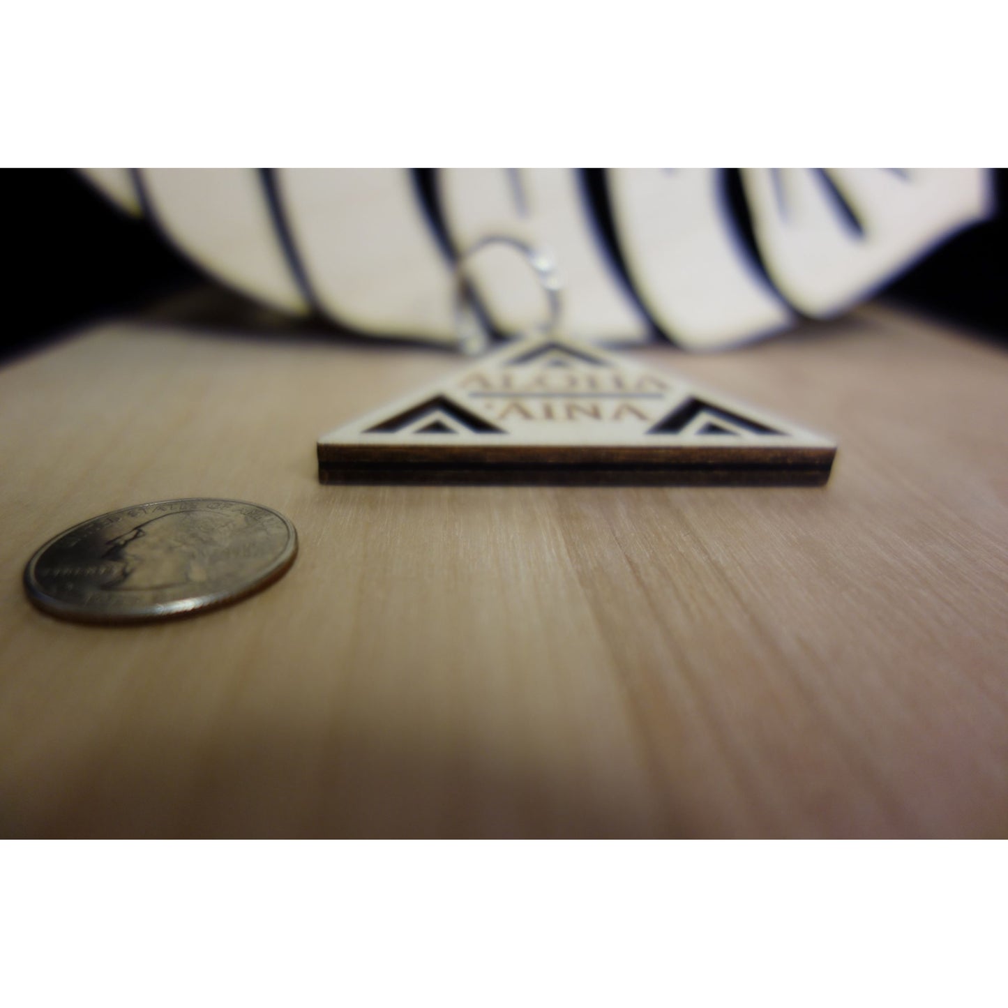 Triangle Aloha `Aina Wood Keychain