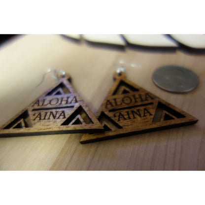 Aloha `Aina Triangle Solid Koa Wood Earrings