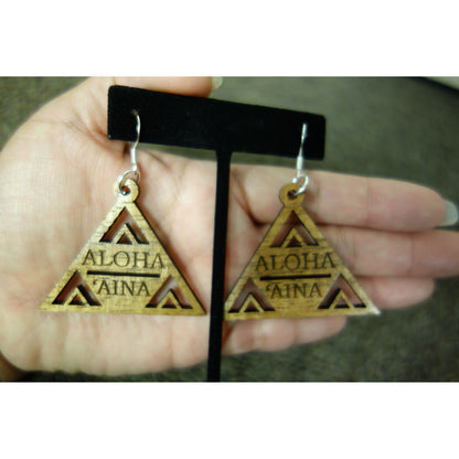 Aloha `Aina Triangle Solid Koa Wood Earrings