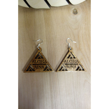 Aloha `Aina Triangle Solid Koa Wood Earrings