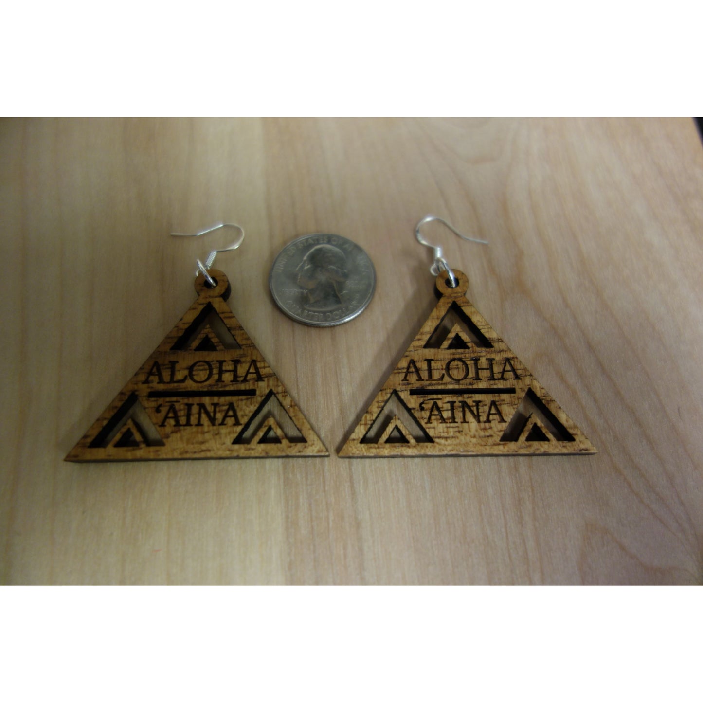 Aloha `Aina Triangle Solid Koa Wood Earrings