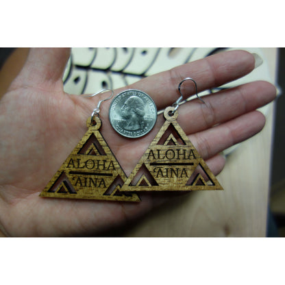 Aloha `Aina Triangle Solid Koa Wood Earrings