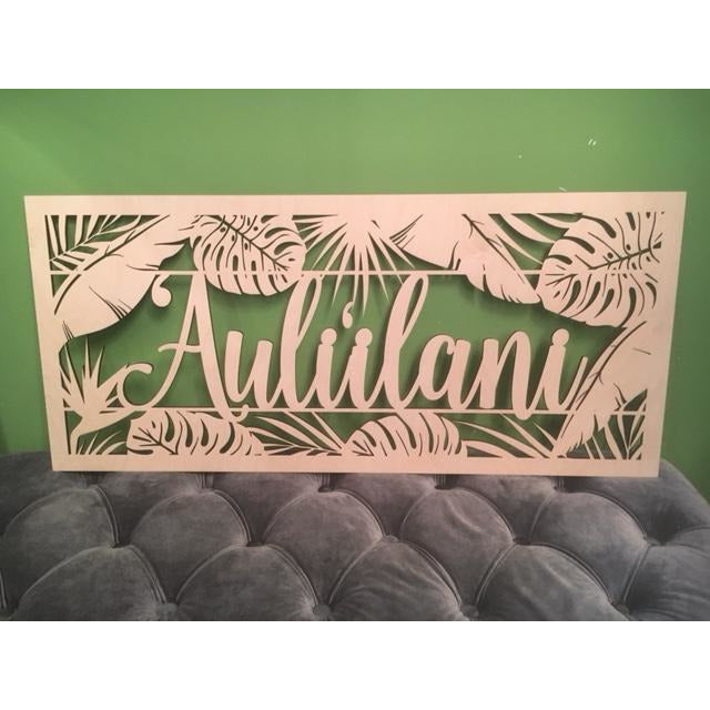 *CUSTOM ORDER* Tropical Family Name Plaque, Long