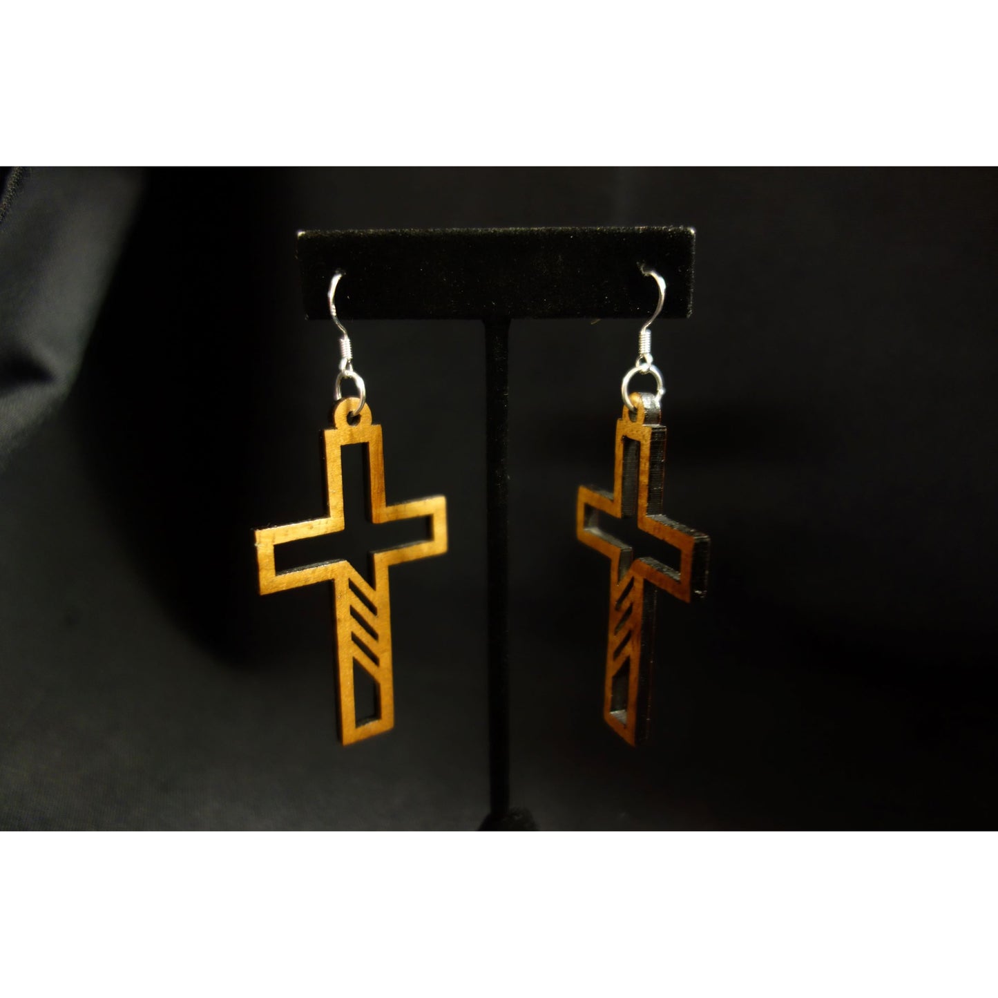 Solid Koa Wood Cross Earrings