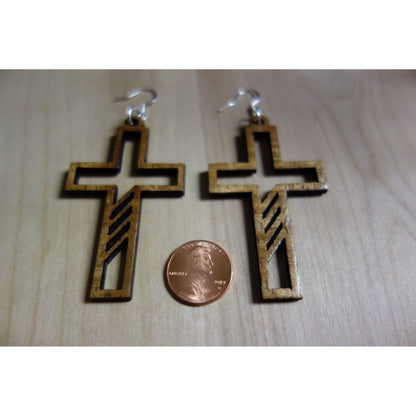 Solid Koa Wood Cross Earrings