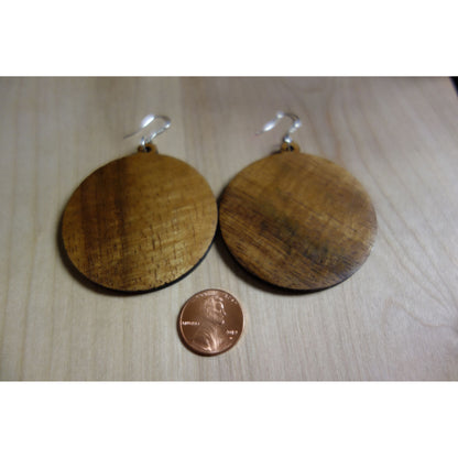 Solid Koa Wood Hibiscus Circle Earrings