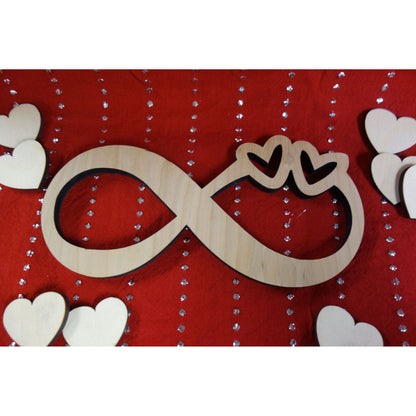 NEW: Personalized Wood Infinity Sign with Couples Names and Double Hearts