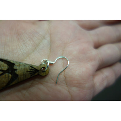 Koa Wood `Iwa Bird Triangular Earrings