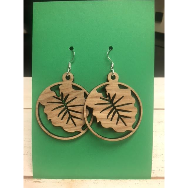 Kalo Leaf Circle Earrings