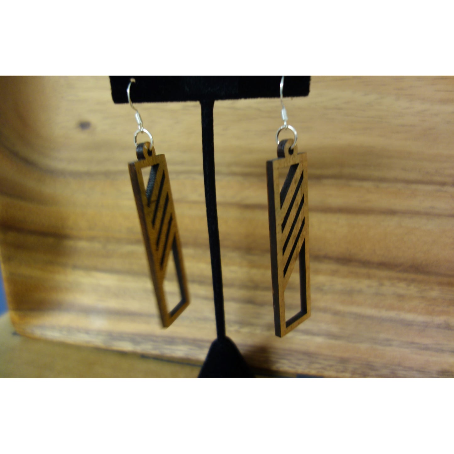 Koa Wood Stripe Earrings