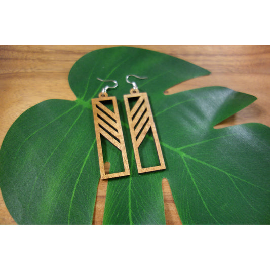 Koa Wood Stripe Earrings
